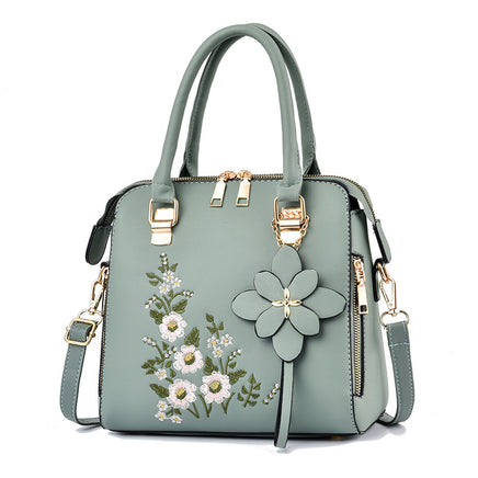 Factory Wholesale Women's Bag 2023 New Fashion Embroidered Handbag Middle-aged Simple Shoulder Messenger Bag A Generation Of Hair