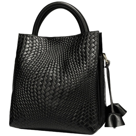 Genuine Leather Women's Bag New Arrival Large Capacity Handbag Women's Elegant Hand Carrying Shoulder Woven Pattern Women's Bag