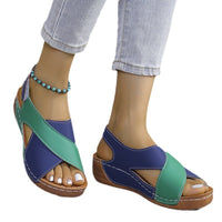 Sandals Women's Summer Plus Size Fish Mouth Cross Platform Thick Bottom Velcro Women's Sandals
