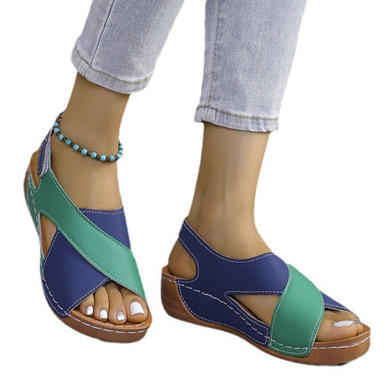 Sandals Women's Summer Plus Size Fish Mouth Cross Platform Thick Bottom Velcro Women's Sandals