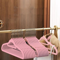 Flocking Clothes Hanger Pink 10 Storage Durable Clothes Drying Hanger Multi-function Coat Folding Anti-Wrinkle