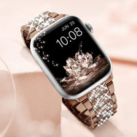Suitable For Iwatch Straps. Three-bead Diamond-encrusted Zinc Alloy Apple Watch Straps. Applewatch Straps Are Exclusively Available Across Borders.