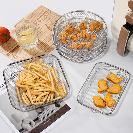New Cross-border Air Fryer Grill 304 Stainless Steel Dehydration Mesh Rack Thickened Three-layer Removable Cooling Grill