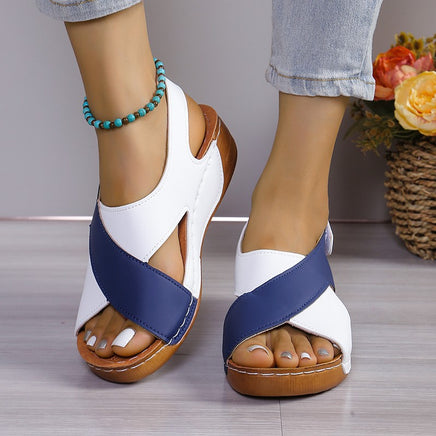 Sandals Women's Summer Plus Size Fish Mouth Cross Platform Thick Bottom Velcro Women's Sandals