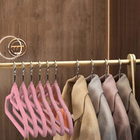 Flocking Clothes Hanger Pink 10 Storage Durable Clothes Drying Hanger Multi-function Coat Folding Anti-Wrinkle
