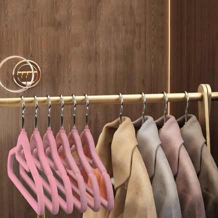 Flocking Clothes Hanger Pink 10 Storage Durable Clothes Drying Hanger Multi-function Coat Folding Anti-Wrinkle