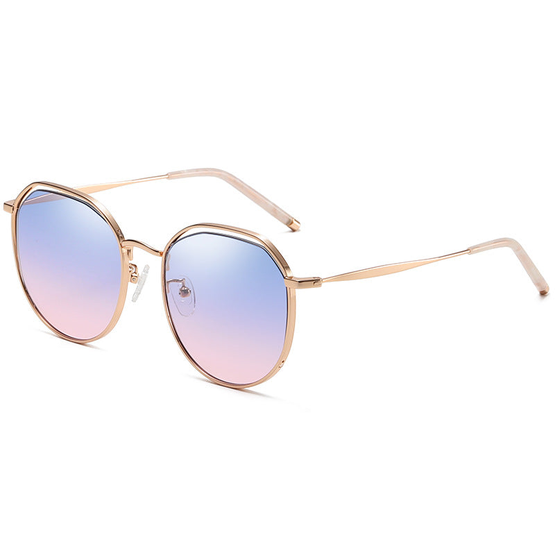 Ashalu's New Trend Hollowed-out Sunglasses Women's UV Protection European And American Fashion Travel Large-frame Progressive Color Sunglasses