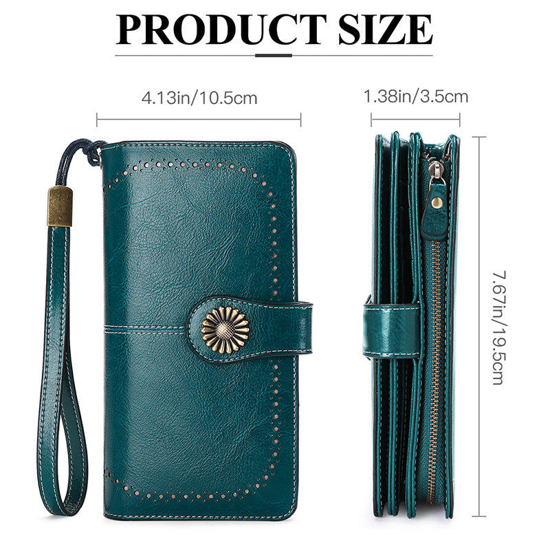 RFID Anti-magnetic Wallet Cross-border New Women's Korean-style Women's Wallet Cowhide Wallet Wallet Large Capacity Clutch