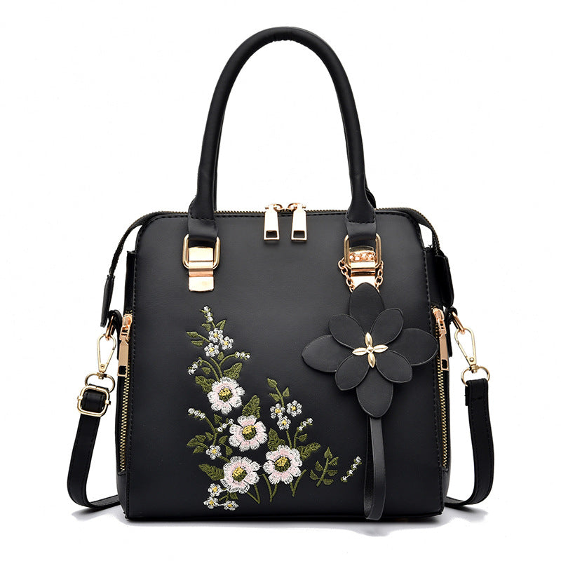 Factory Wholesale Women's Bag 2023 New Fashion Embroidered Handbag Middle-aged Simple Shoulder Messenger Bag A Generation Of Hair