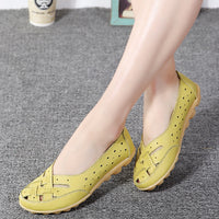 44 Women&#039;s Casual Flat Slip-on Sandals Summer Single Shoes Bean Shoes Leather Middle-aged Elderly Mothers