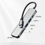 Cross-border Six-in-one Docking Station Usb C Hub3.0 Applicable To MacBook Notebook Type-c Docking Station