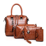Women's Bag 2023 New Urban Simple Fashion Trendy Shoulder Crossbody Portable Crocodile Pattern Mother Bag Four-Piece Set Women's Bag