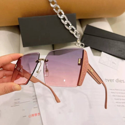 New Big Brand Square Sunglasses Women's Sunglasses High-end Ins Fashion Rimless Cut Edge Sunglasses