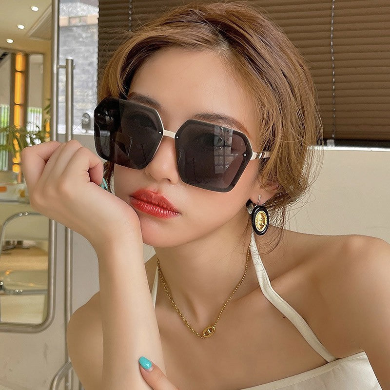 Korean-style Irregular Box Sunglasses Women's Internet-famous Slim-fit Polygon Sunglasses Trendy Atmospheric All-match Black Glasses