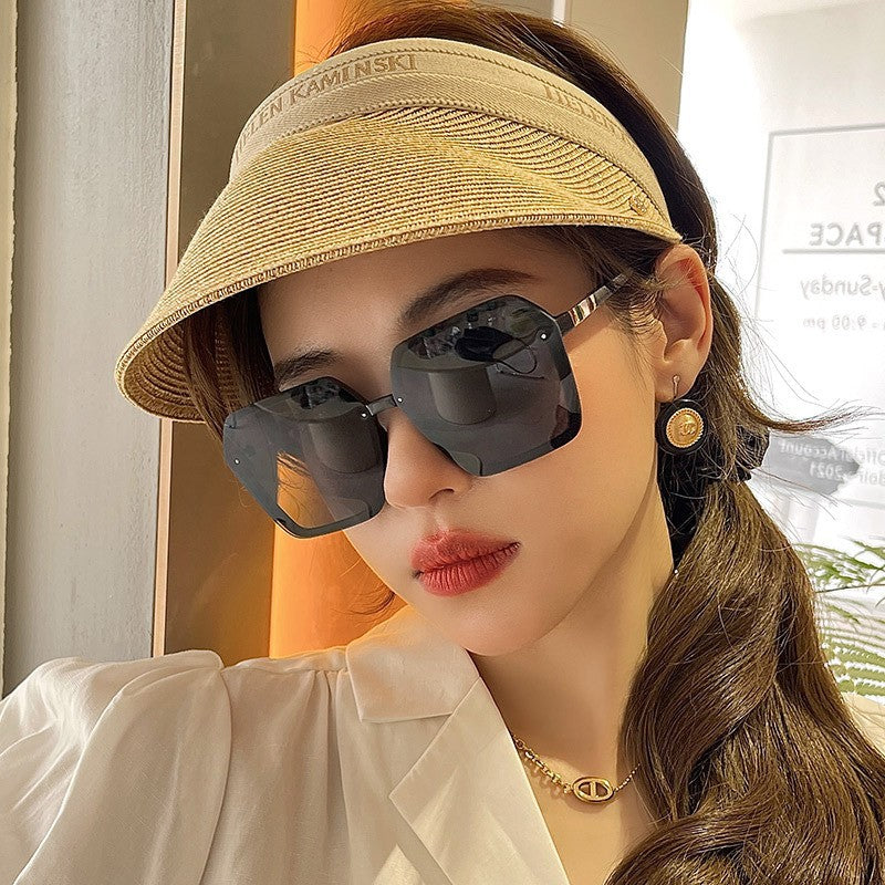 Korean-style Irregular Box Sunglasses Women's Internet-famous Slim-fit Polygon Sunglasses Trendy Atmospheric All-match Black Glasses