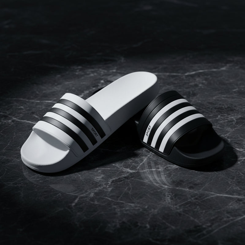 Black And White Striped Bathroom Slippers Indoor Non-slip Thick Bottom Mute Sandals And Slippers Home Men And Women Leisure Slippers