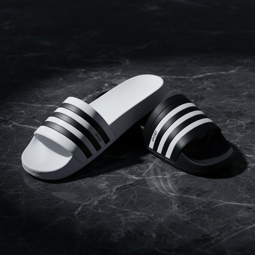 Black And White Striped Bathroom Slippers Indoor Non-slip Thick Bottom Mute Sandals And Slippers Home Men And Women Leisure Slippers