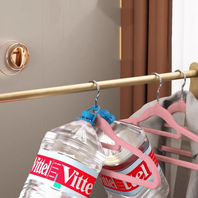 Flocking Clothes Hanger Pink 10 Storage Durable Clothes Drying Hanger Multi-function Coat Folding Anti-Wrinkle