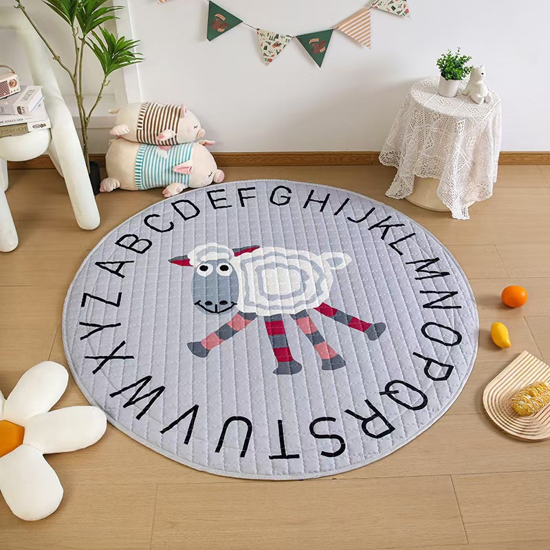 Cotton Children&#039;s Storage Crawling Mat Cartoon Round Infant Drawstring Climbing Mat Tent Mat