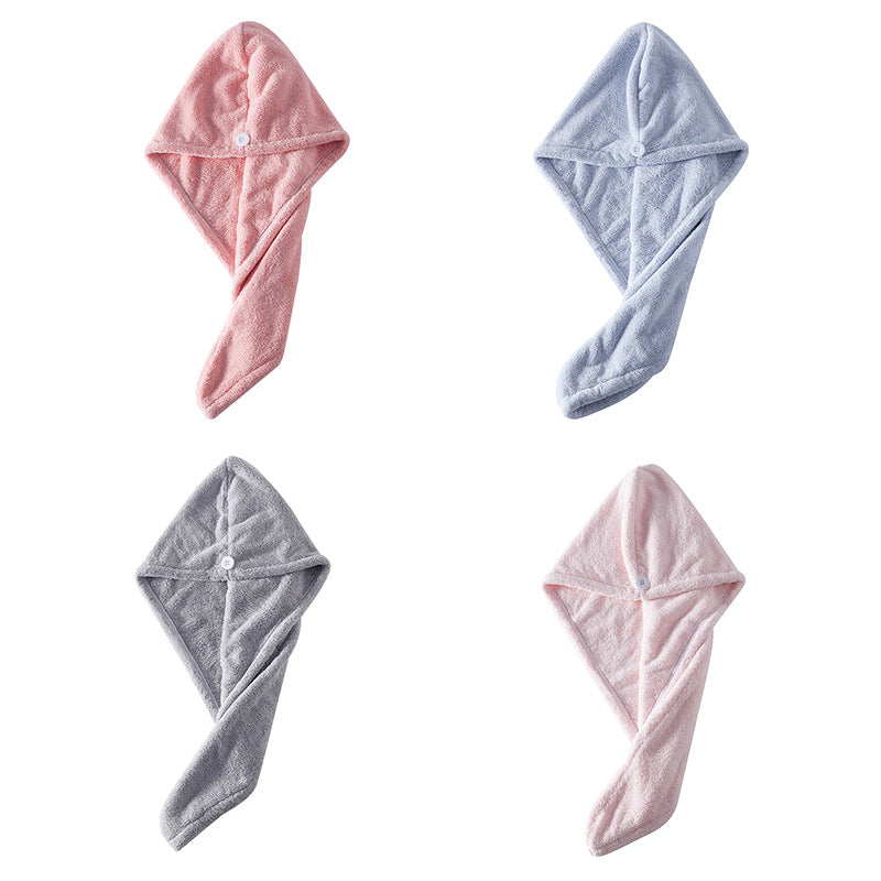 Coral Velvet Dry Hair Cap For Women, Strong Water Absorption, Quick Drying, Skin-Friendly, Soft And Breathable Household Baotou Towel Shower Cap