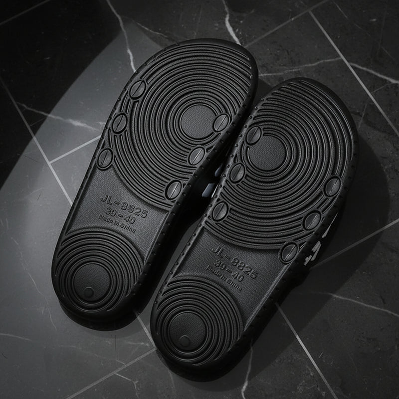 Black And White Striped Bathroom Slippers Indoor Non-slip Thick Bottom Mute Sandals And Slippers Home Men And Women Leisure Slippers