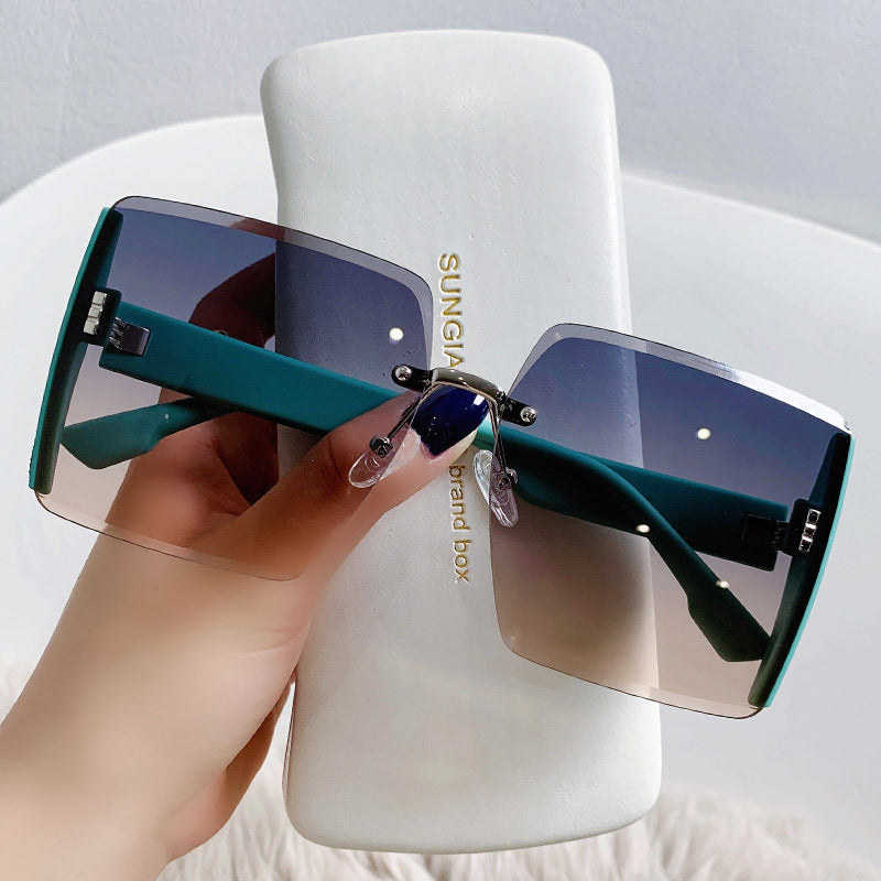 New Big Brand Square Sunglasses Women&#039;s Sunglasses High-end Ins Fashion Rimless Cut Edge Sunglasses