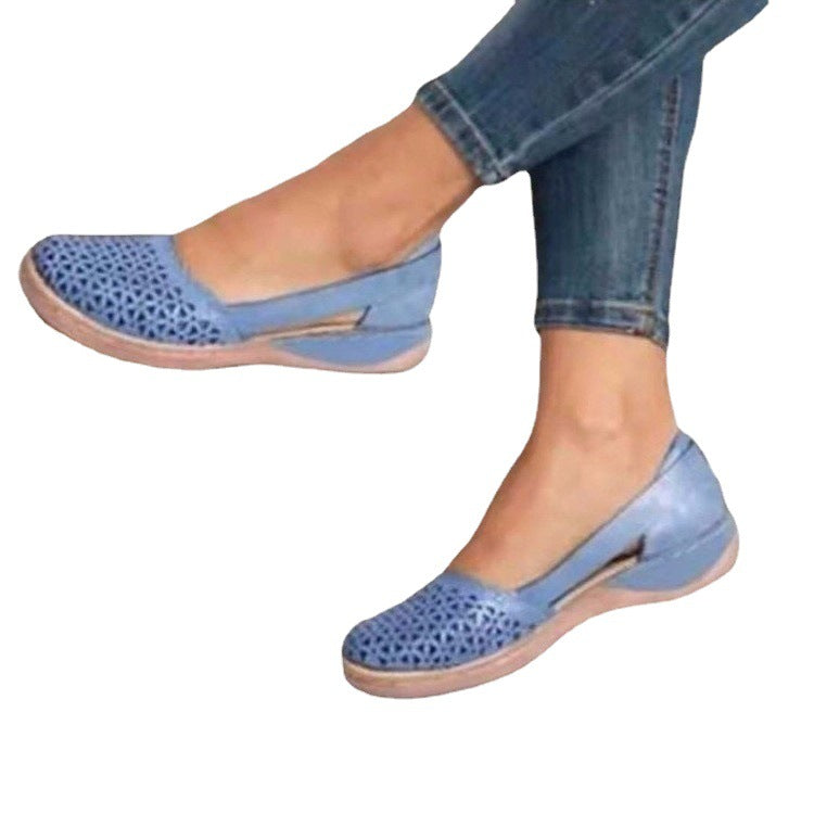 Women's Summer Fashion Sandals Women's Closed Toe Hollow Plus Size Flat Women's Shoes Thick Sole Single Shoes Breathable Women's Shoes