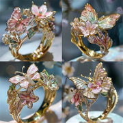 New Product Butterfly Flower Women's Open Ring Decorative Fashion Ring Oil Drop Ring