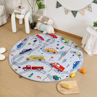 Cotton Children's Storage Crawling Mat Cartoon Round Infant Drawstring Climbing Mat Tent Mat