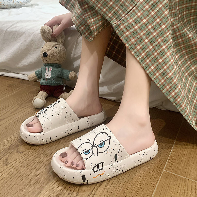 Women's Summer Anti-slip Thick-soled Animal League Couple Cute Cartoon Student Cartoon Flip-flops