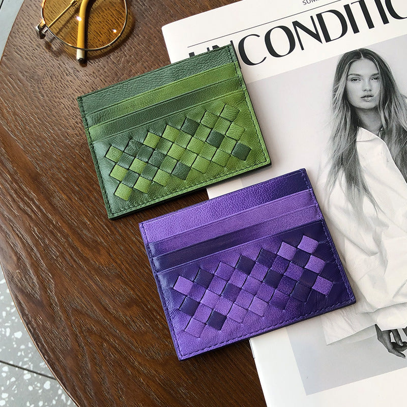 Sheepskin Card Bag Women&#039;s One-piece Multi-card 2022 New Braided Card Clip Ultra-thin Card Cover Compact One-piece Generation Hair