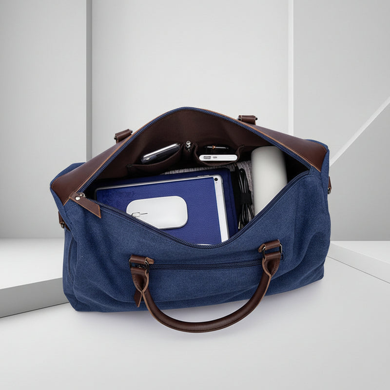 Cross-border Korean-style Handheld Canvas Bag Solid Color Casual Luggage Bag For Men And Women Travel Bag Shoulder Crossbody Bag