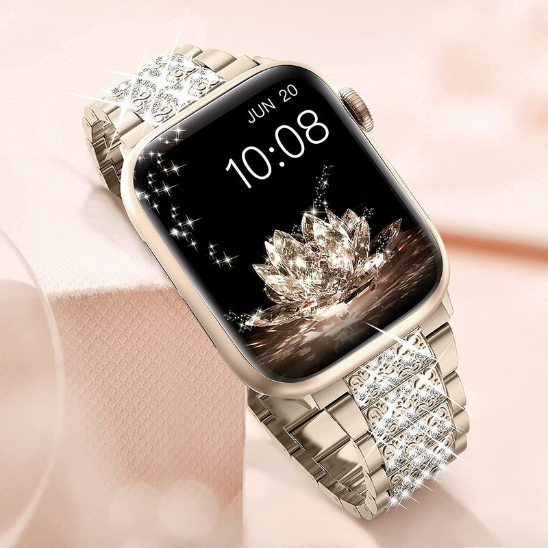 Suitable For Iwatch Straps. Three-bead Diamond-encrusted Zinc Alloy Apple Watch Straps. Applewatch Straps Are Exclusively Available Across Borders.