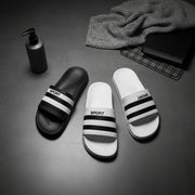 Black And White Striped Bathroom Slippers Indoor Non-slip Thick Bottom Mute Sandals And Slippers Home Men And Women Leisure Slippers