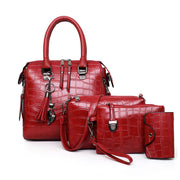 Women's Bag 2023 New Urban Simple Fashion Trendy Shoulder Crossbody Portable Crocodile Pattern Mother Bag Four-Piece Set Women's Bag