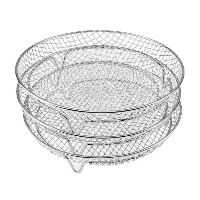 Air Fryer Barbecue Grill Round 3-Layer Stacked Mesh Oven Accessories 304 Stainless Steel Grilling Mesh Dehydration Rack Drain Rack