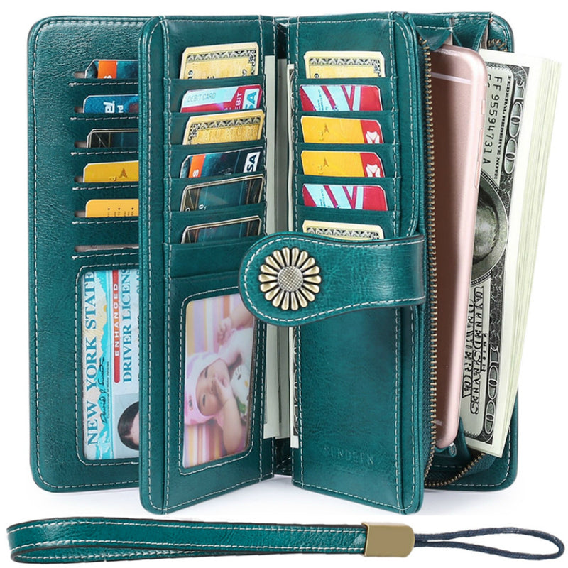 RFID Anti-magnetic Wallet Cross-border New Women's Korean-style Women's Wallet Cowhide Wallet Wallet Large Capacity Clutch