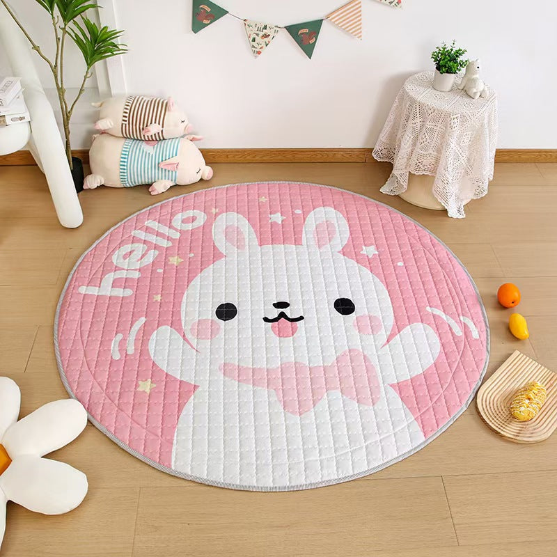 Cotton Children&#039;s Storage Crawling Mat Cartoon Round Infant Drawstring Climbing Mat Tent Mat