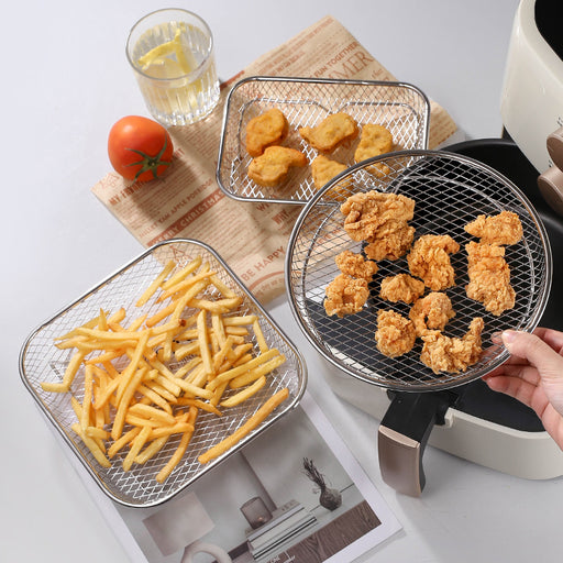 New Cross-border Air Fryer Grill 304 Stainless Steel Dehydration Mesh Rack Thickened Three-layer Removable Cooling Grill