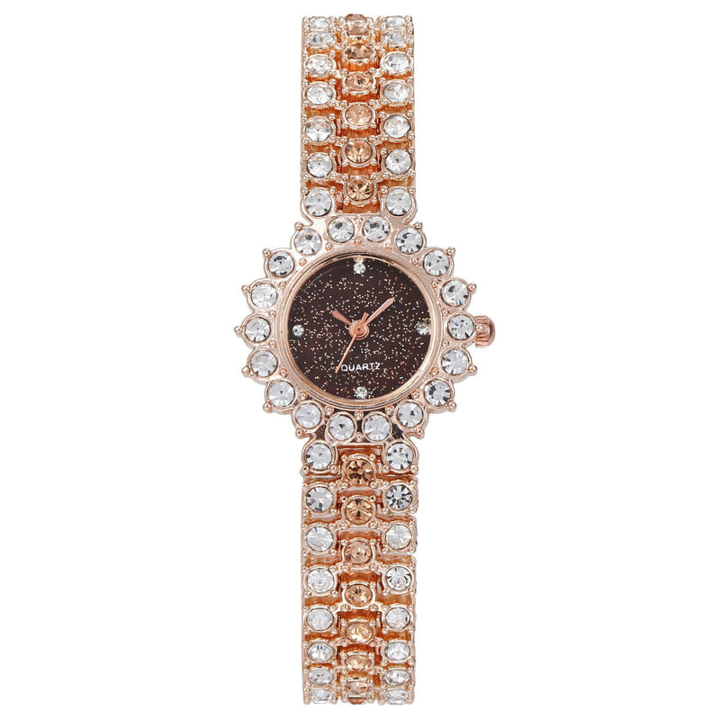 Fashion Full Diamond Women's Watch Bracelet Watch Star Surface Simple Temperament Round Water Diamond British Watch