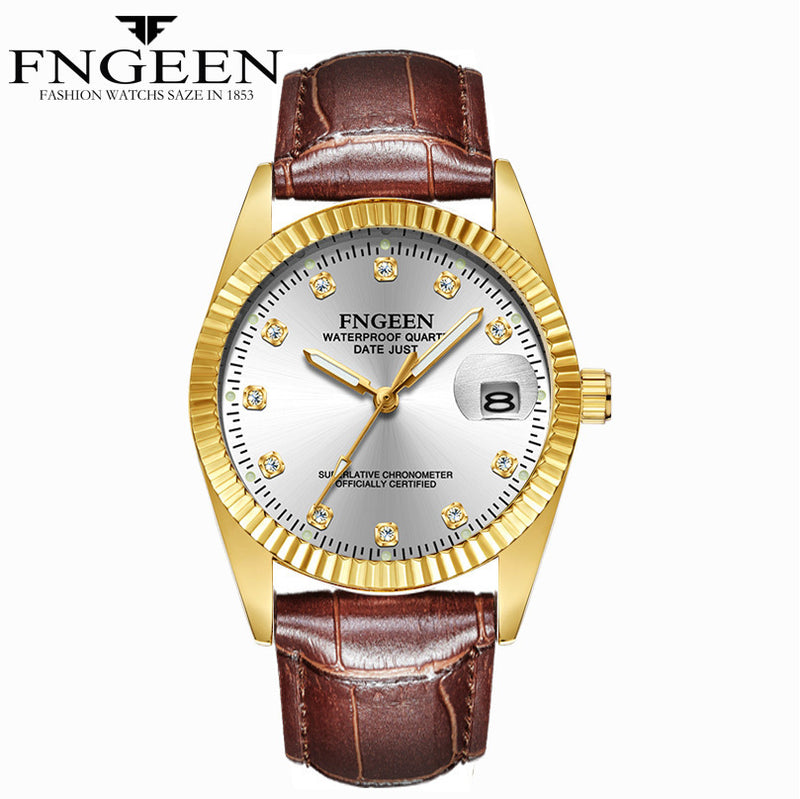 Gold Fashion Watch For Businessman By FNGEEN