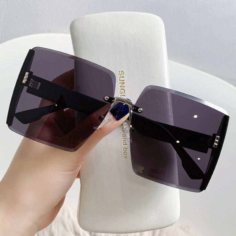 New Big Brand Square Sunglasses Women&#039;s Sunglasses High-end Ins Fashion Rimless Cut Edge Sunglasses