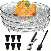 Air Fryer Barbecue Grill Round 3-Layer Stacked Mesh Oven Accessories 304 Stainless Steel Grilling Mesh Dehydration Rack Drain Rack