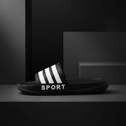 Black And White Striped Bathroom Slippers Indoor Non-slip Thick Bottom Mute Sandals And Slippers Home Men And Women Leisure Slippers