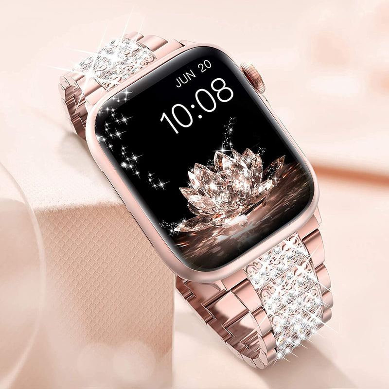 Suitable For Iwatch Straps. Three-bead Diamond-encrusted Zinc Alloy Apple Watch Straps. Applewatch Straps Are Exclusively Available Across Borders.