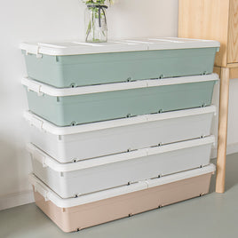 Under The Bed Storage Box Flat Plastic Box Under The Bed Clothes Storage Box Artifact Under The Bed Finishing Box Drawer Type With Wheels
