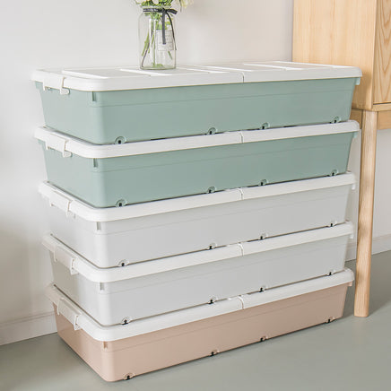Under The Bed Storage Box Flat Plastic Box Under The Bed Clothes Storage Box Artifact Under The Bed Finishing Box Drawer Type With Wheels