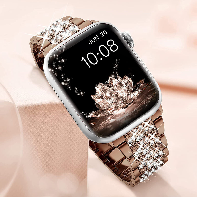 Suitable For Iwatch Straps. Three-bead Diamond-encrusted Zinc Alloy Apple Watch Straps. Applewatch Straps Are Exclusively Available Across Borders.