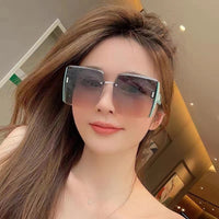 New Big Brand Square Sunglasses Women's Sunglasses High-end Ins Fashion Rimless Cut Edge Sunglasses