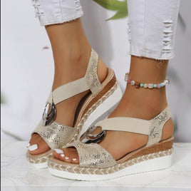 Plus Size Women's Sandals Metal Buckle Decorative Hemp Rope Wedge Light Bottom Fish-toe Sandals